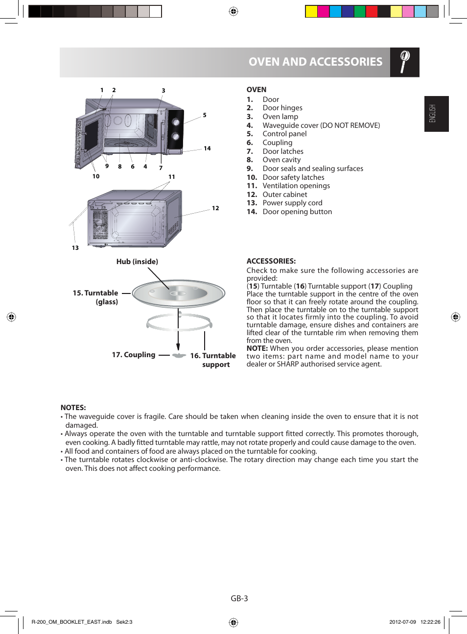Oven and accessories | Sharp R-200WE User Manual | Page 5 / 144
