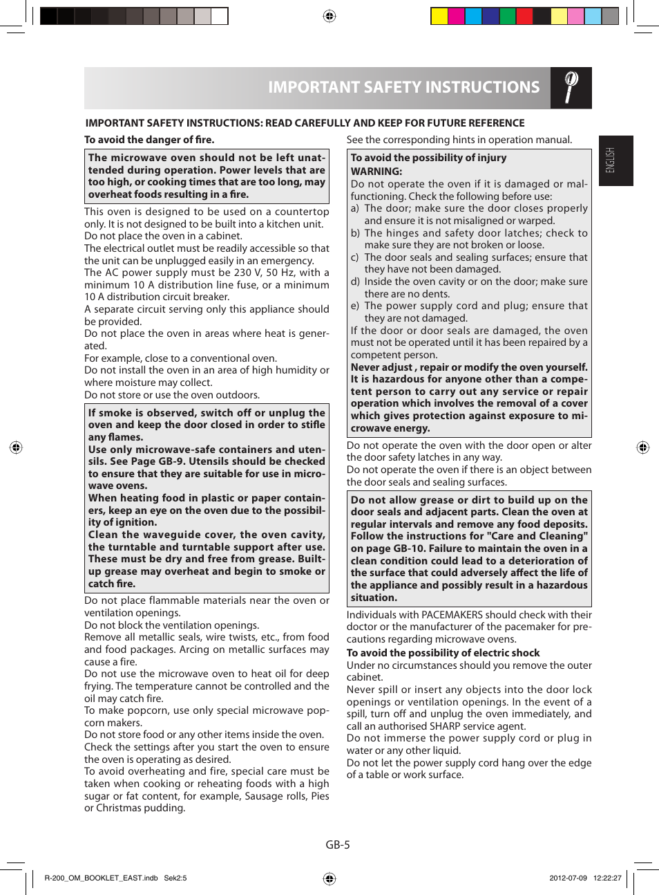 Important safety instructions | Sharp R-200WE User Manual | Page 7 / 144