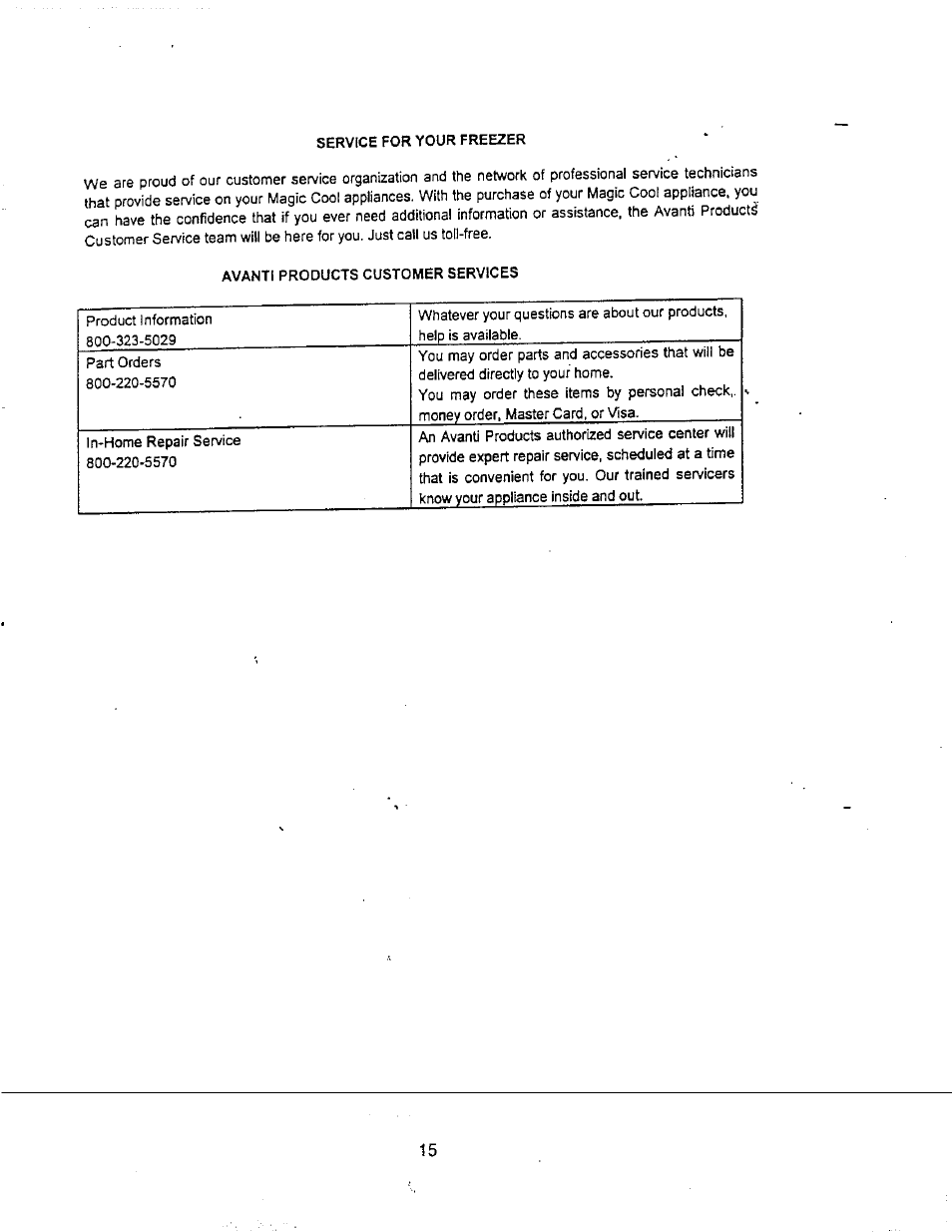 Avanti MAGIC COOL CF51P User Manual | Page 13 / 22