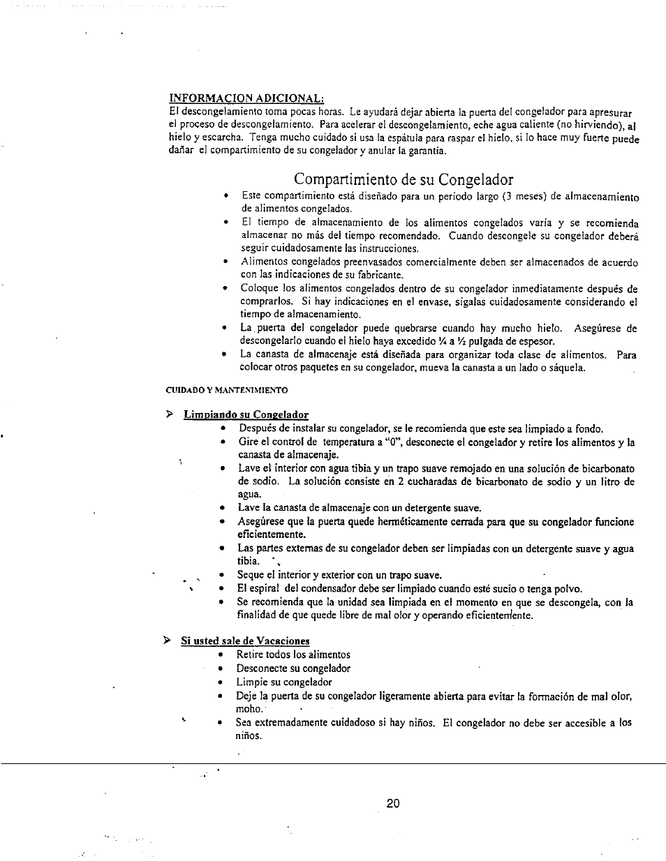 Compartimiento de su congelador | Avanti MAGIC COOL CF51P User Manual | Page 18 / 22