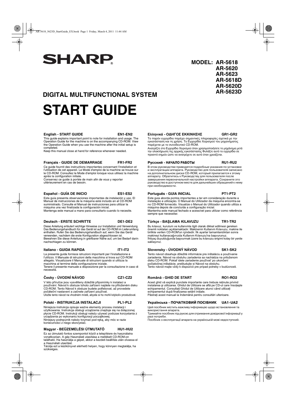 Sharp AR-5618 User Manual | 36 pages