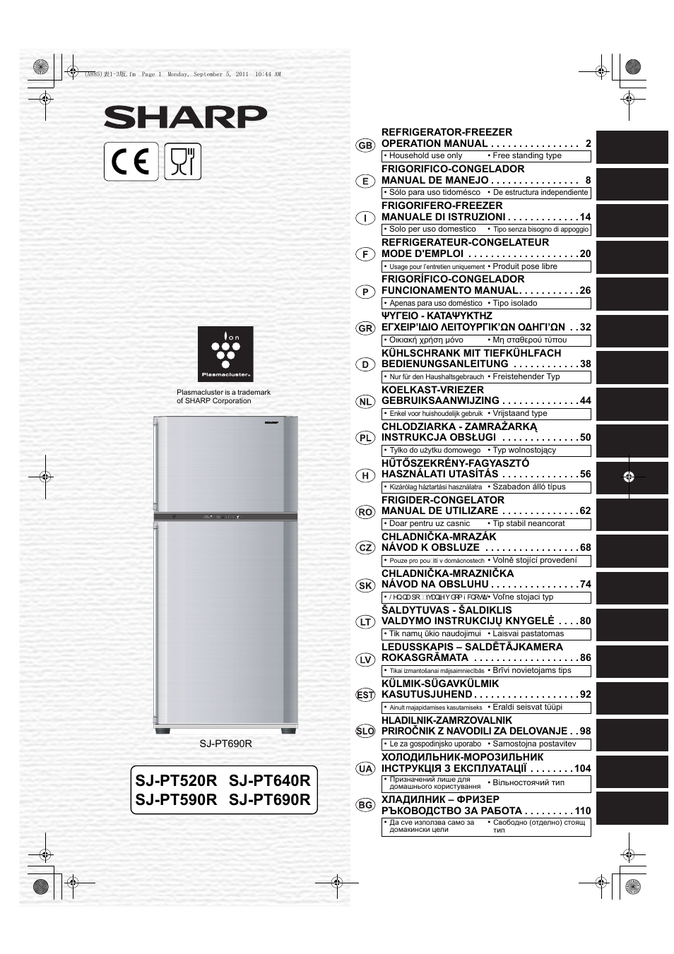 Sharp SJ-PT690RS User Manual | 116 pages