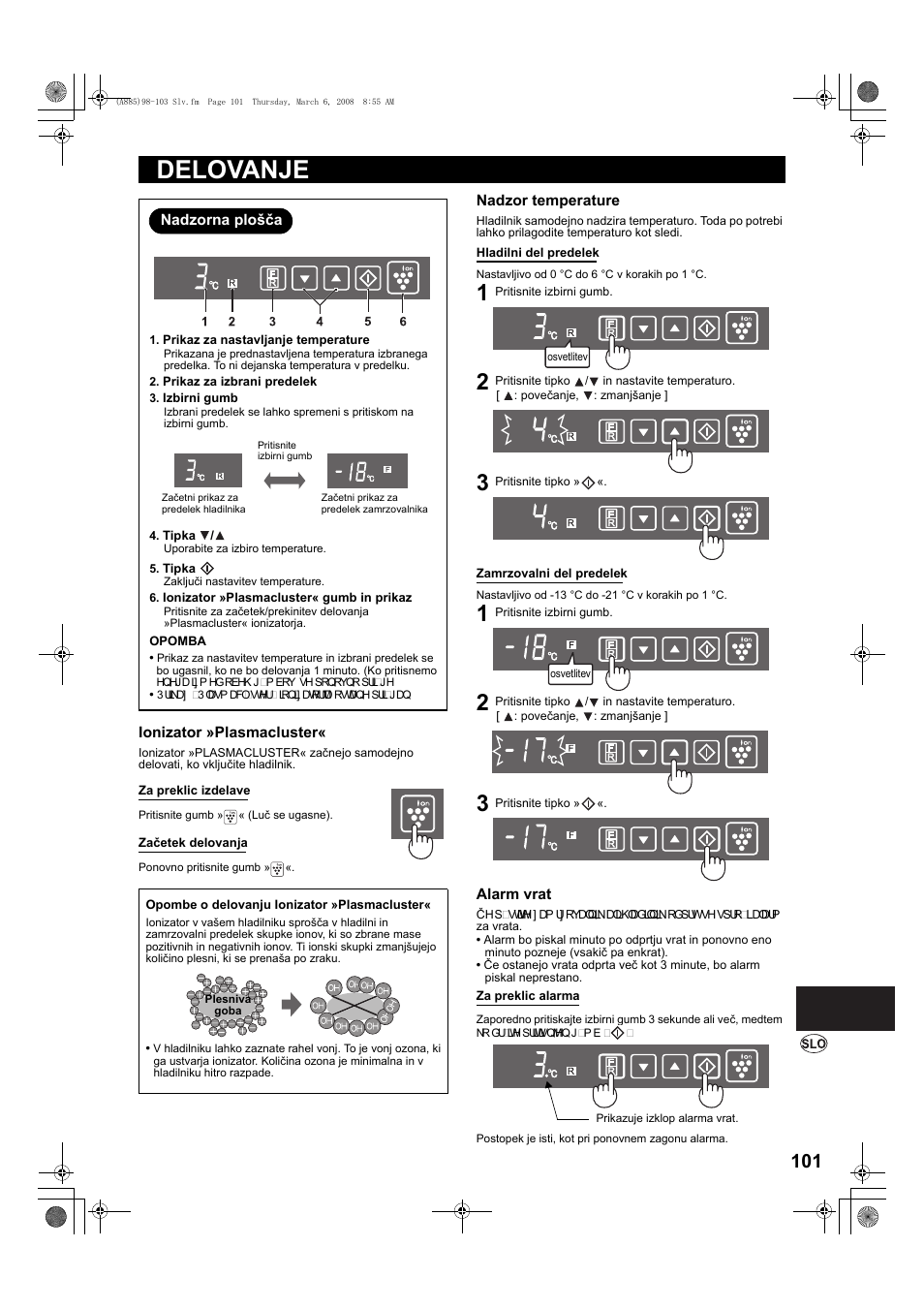 Delovanje | Sharp SJ-PT690RS User Manual | Page 101 / 116