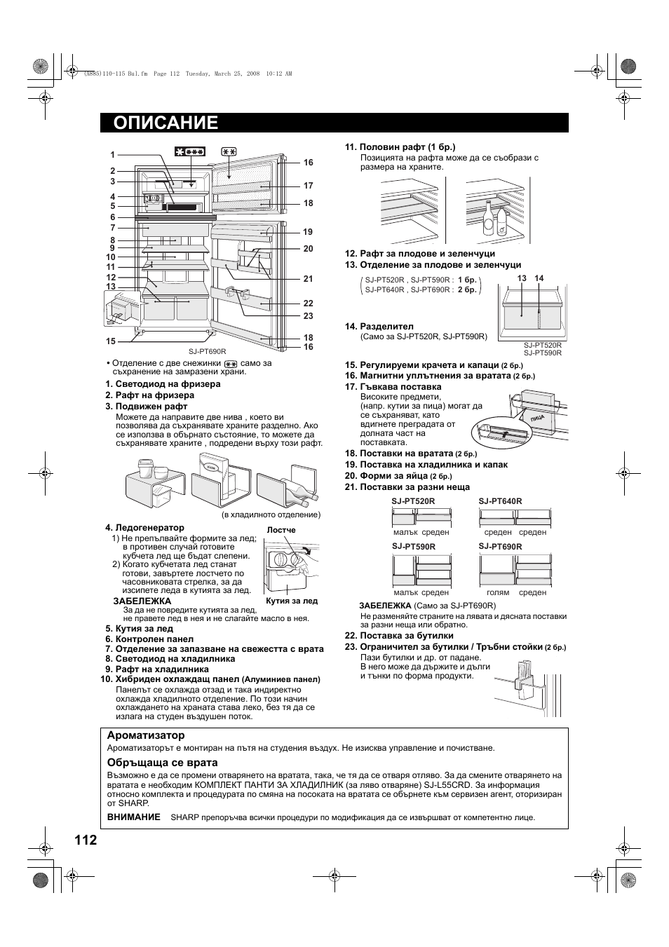 Описание | Sharp SJ-PT690RS User Manual | Page 112 / 116