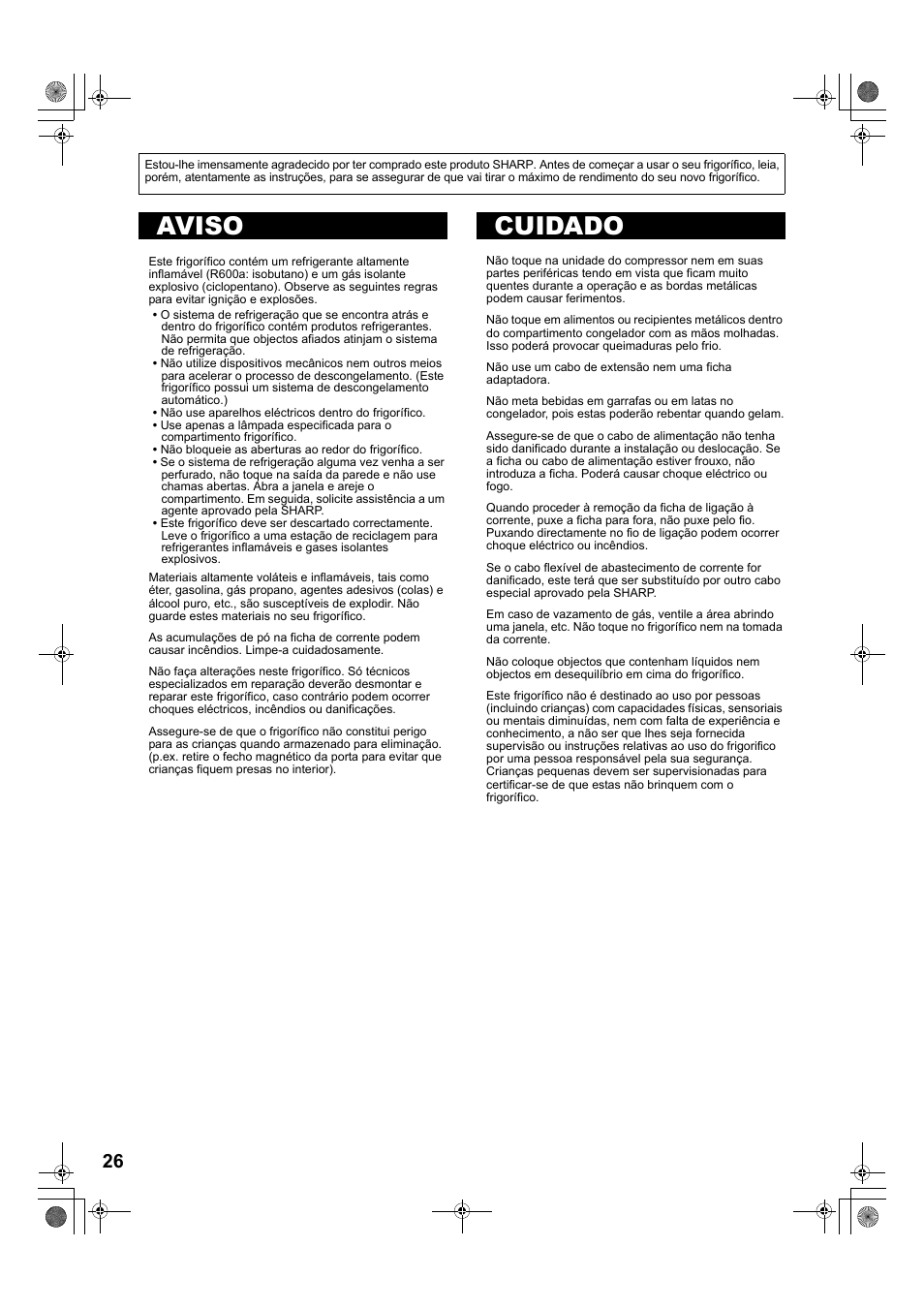 A885)26-31 por-2版, Aviso cuidado | Sharp SJ-PT690RS User Manual | Page 26 / 116