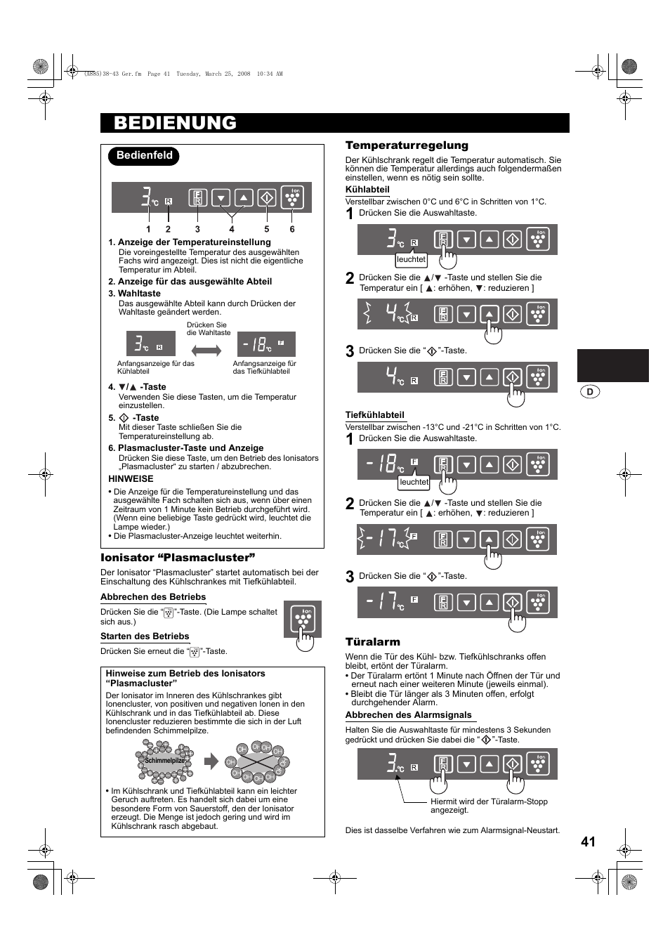 Bedienung | Sharp SJ-PT690RS User Manual | Page 41 / 116