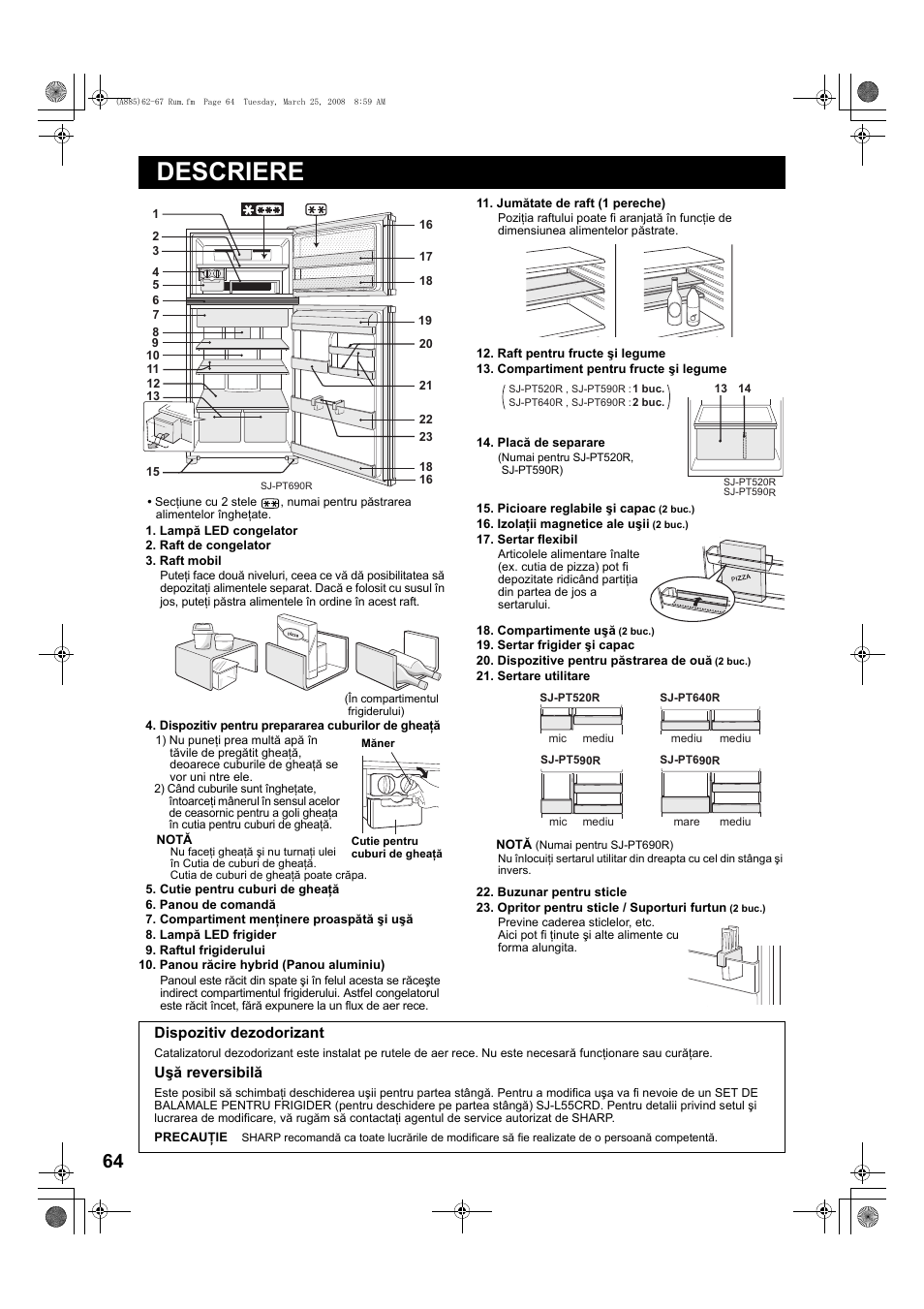 Descriere | Sharp SJ-PT690RS User Manual | Page 64 / 116