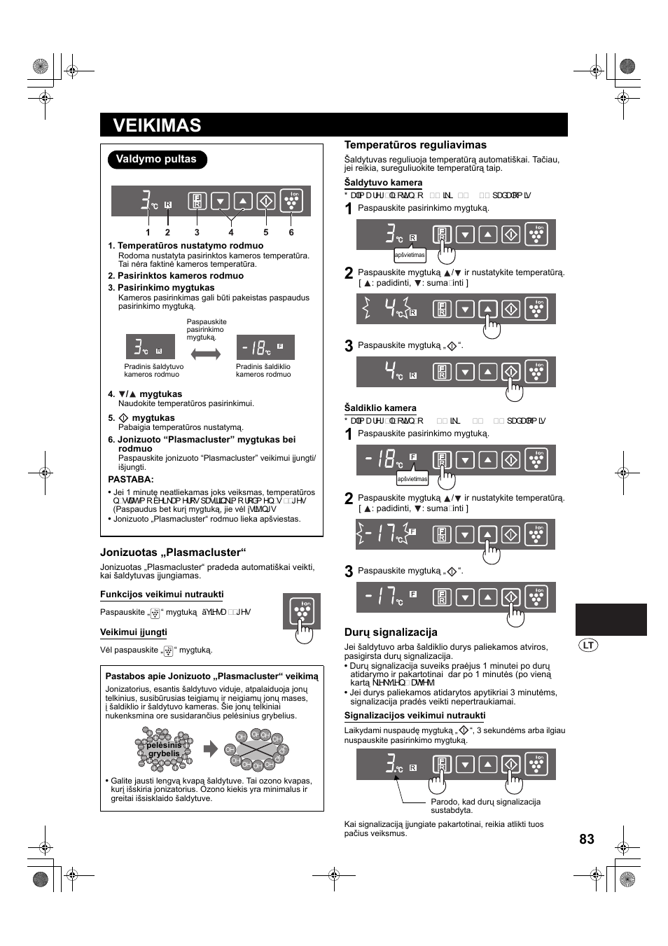 Veikimas | Sharp SJ-PT690RS User Manual | Page 83 / 116