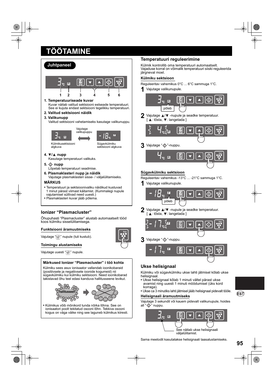 Töötamine | Sharp SJ-PT690RS User Manual | Page 95 / 116