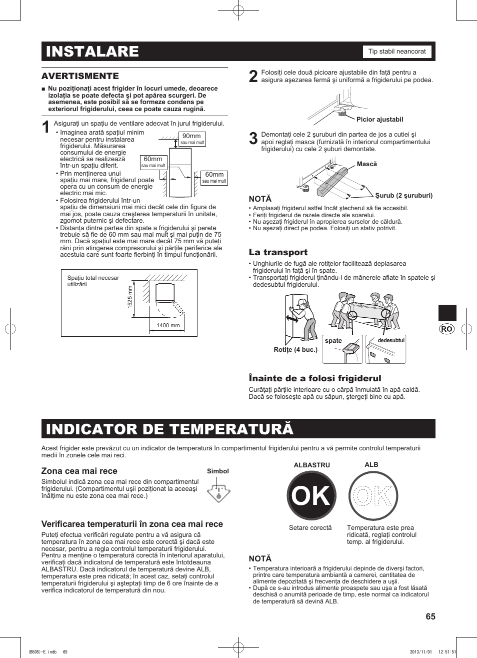 Instalare, Indicator de temperatură | Sharp SJ-SC700VSL User Manual | Page 65 / 124