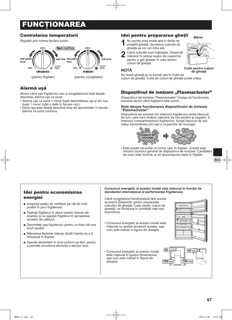 Funcţionarea | Sharp SJ-SC700VSL User Manual | Page 67 / 124