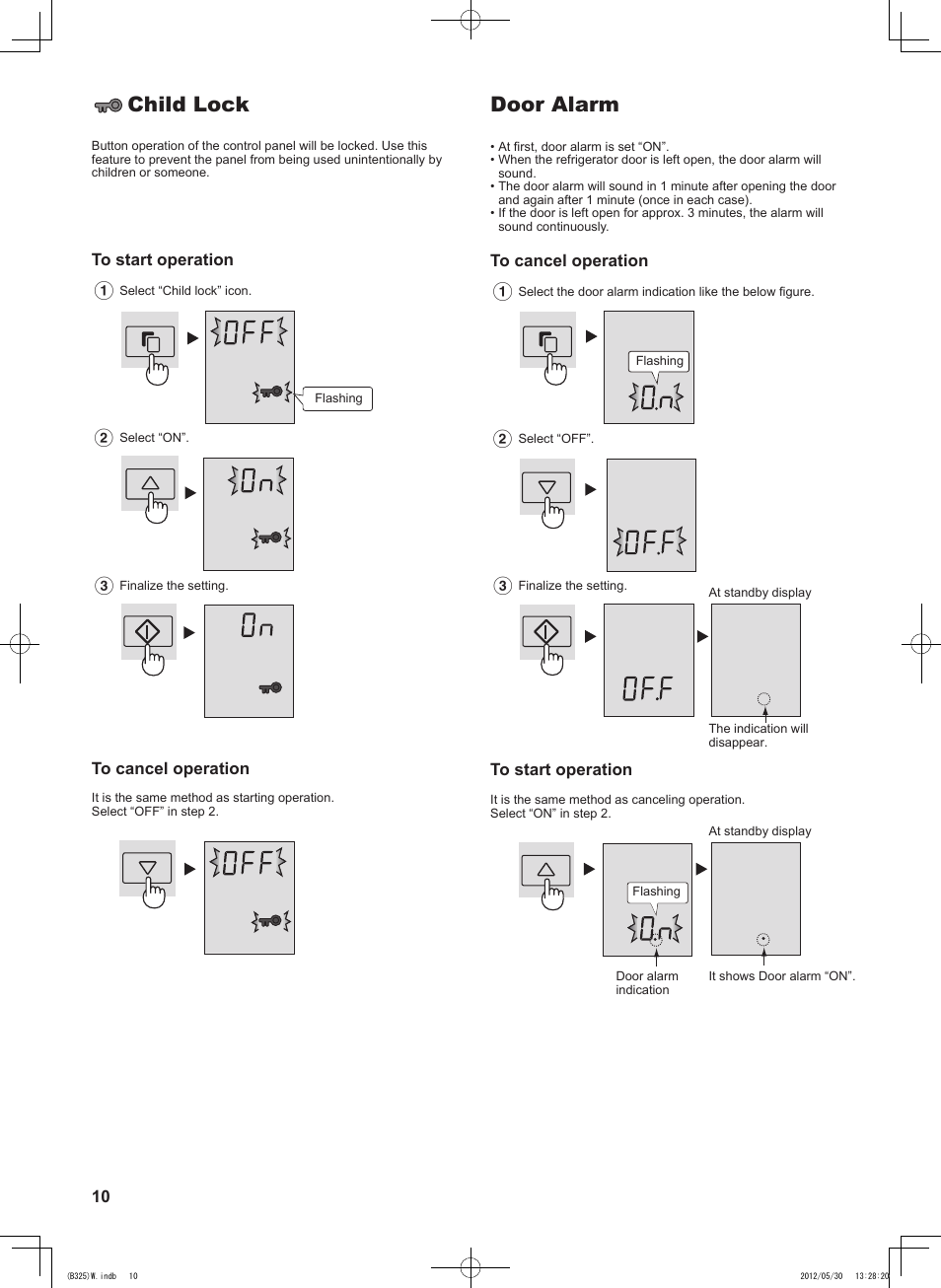 Door alarm, Child lock | Sharp SJ-FP760VST User Manual | Page 10 / 224