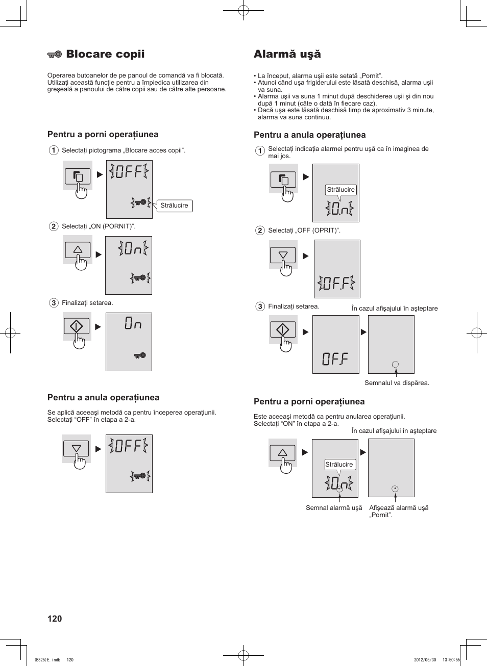 Alarmă uşă, Blocare copii | Sharp SJ-FP760VST User Manual | Page 120 / 224