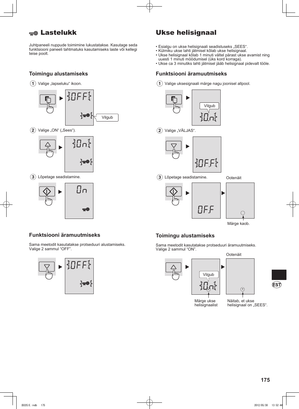 Ukse helisignaal, Lastelukk | Sharp SJ-FP760VST User Manual | Page 175 / 224