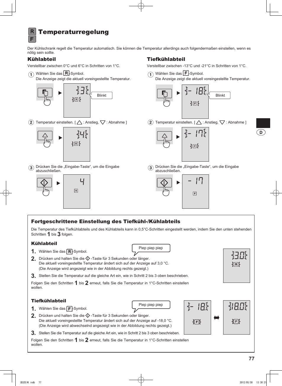 Temperaturregelung | Sharp SJ-FP760VST User Manual | Page 77 / 224