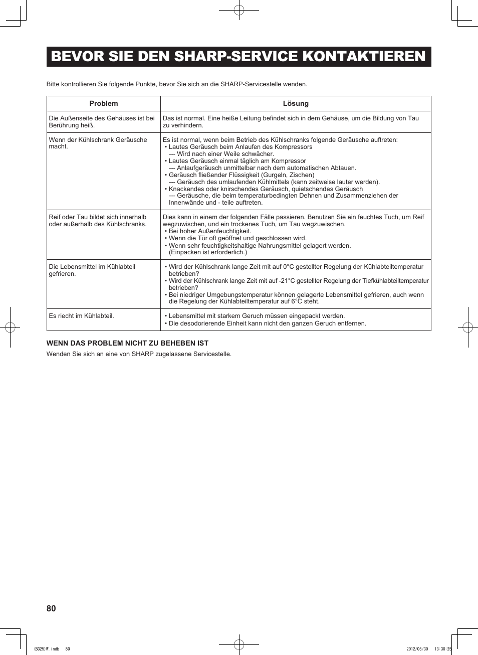 Bevor sie den sharp-service kontaktieren | Sharp SJ-FP760VST User Manual | Page 80 / 224