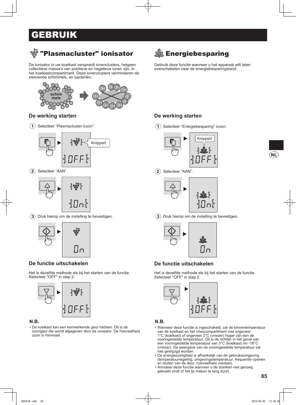 Gebruik, Plasmacluster" ionisator, Energiebesparing | Sharp SJ-FP760VST User Manual | Page 85 / 224