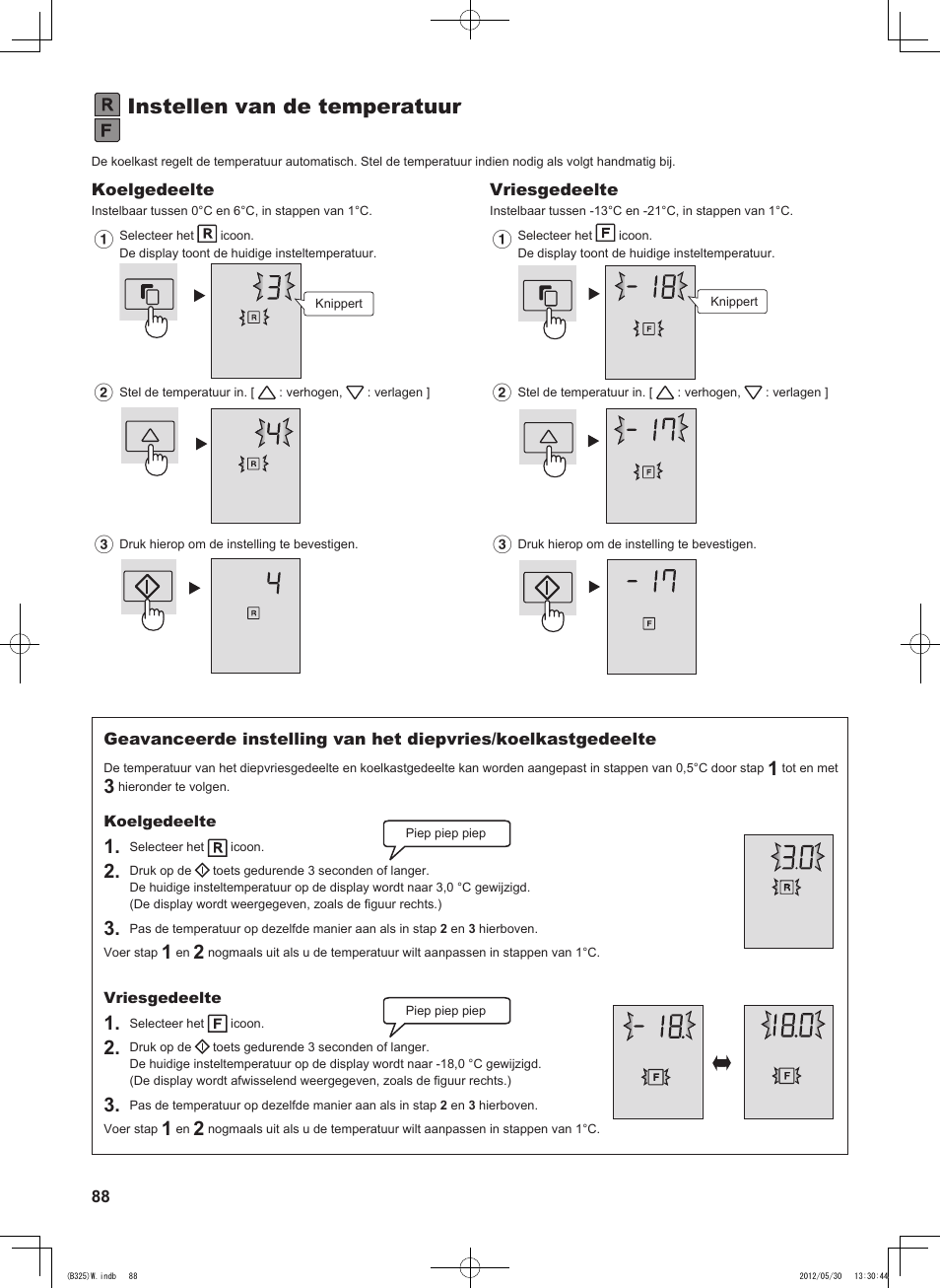 Instellen van de temperatuur | Sharp SJ-FP760VST User Manual | Page 88 / 224