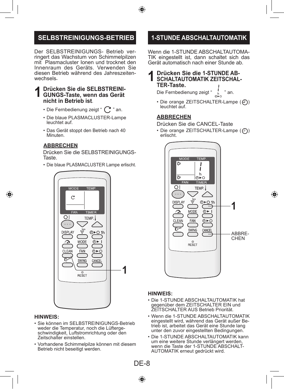 De-8 | Sharp AY-XP9LSR - AE-X9LSR User Manual | Page 122 / 144