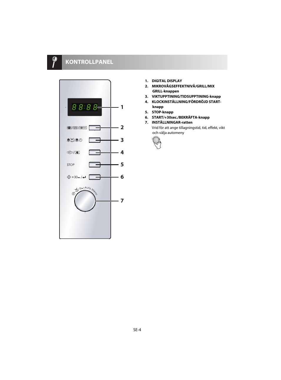 Kontrollpanel | Sharp R-60STE User Manual | Page 102 / 180