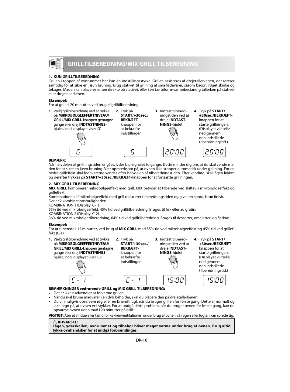 Grilltilberedning/mix grill tilberedning | Sharp R-60STE User Manual | Page 124 / 180