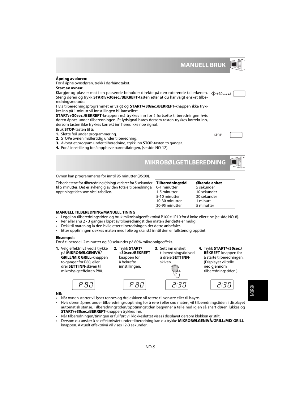 Mikrobølgetilberedning manuell bruk | Sharp R-60STE User Manual | Page 139 / 180