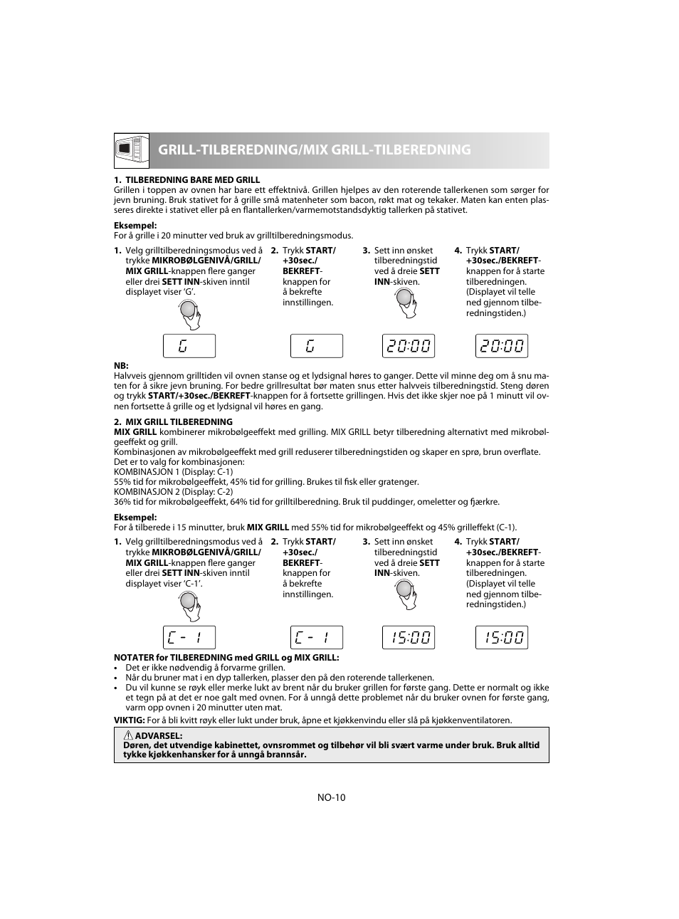 Grill-tilberedning/mix grill-tilberedning | Sharp R-60STE User Manual | Page 140 / 180