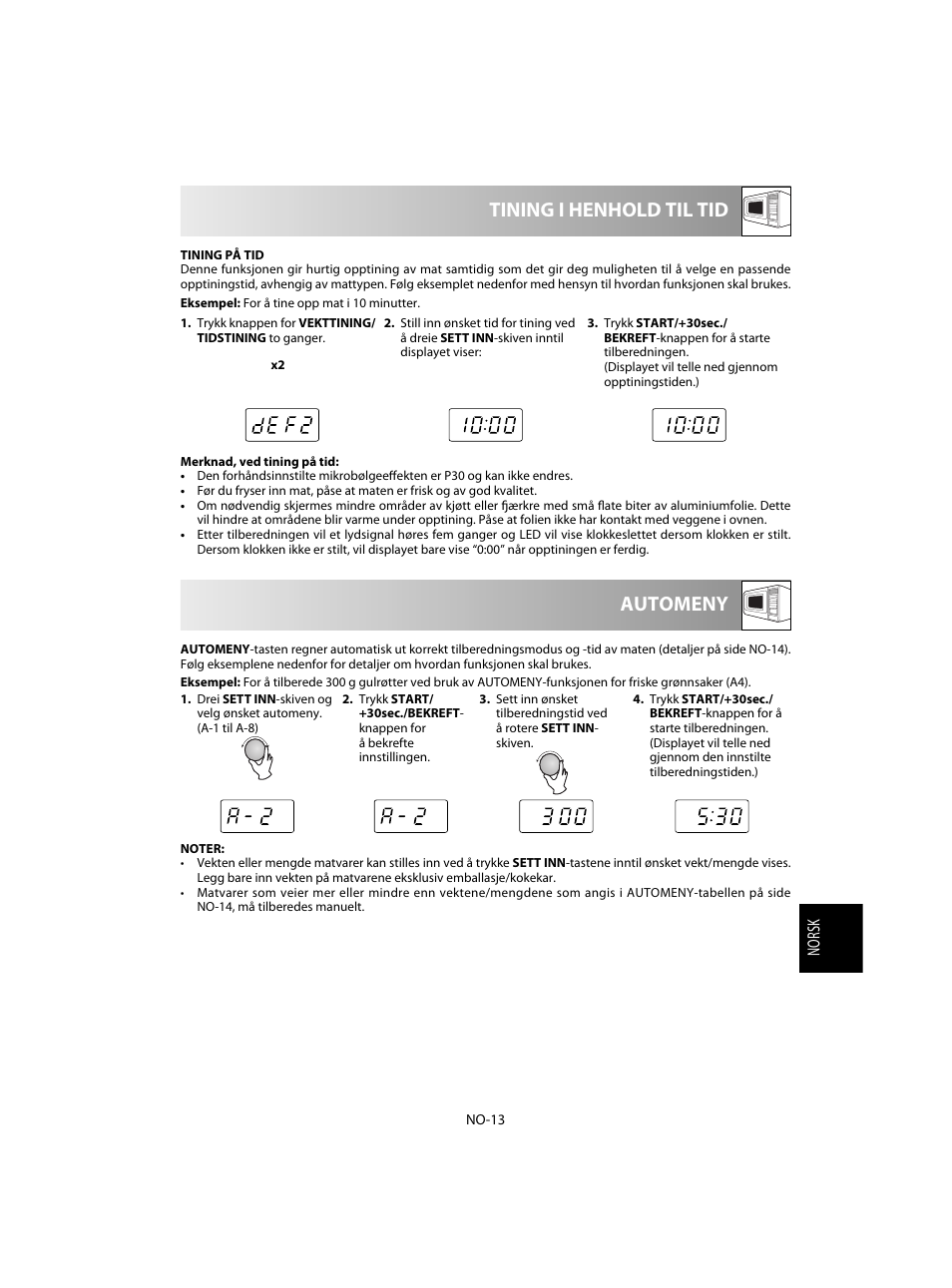 Tining i henhold til tid, Automeny | Sharp R-60STE User Manual | Page 143 / 180