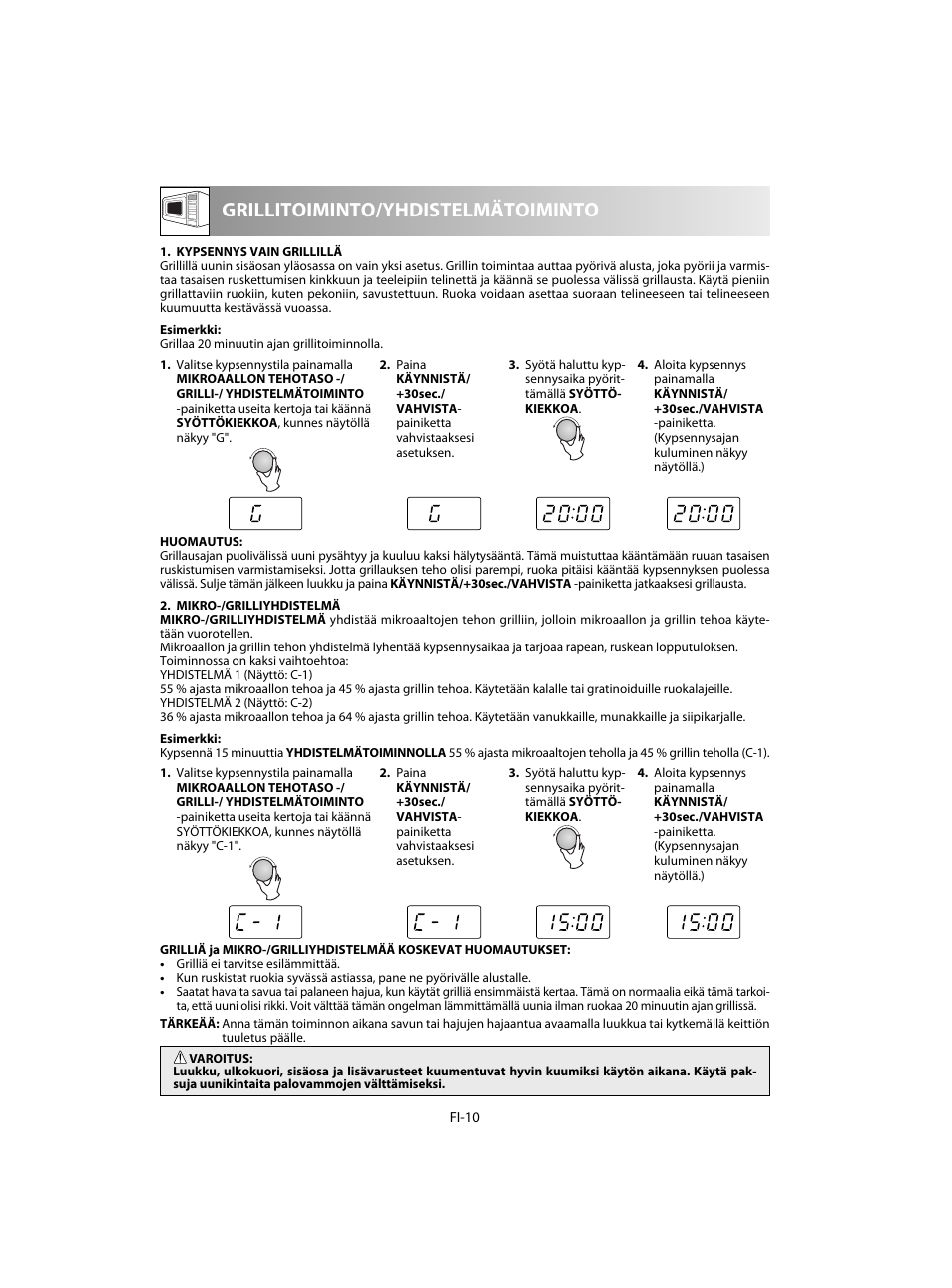 Grillitoiminto/yhdistelmätoiminto | Sharp R-60STE User Manual | Page 156 / 180