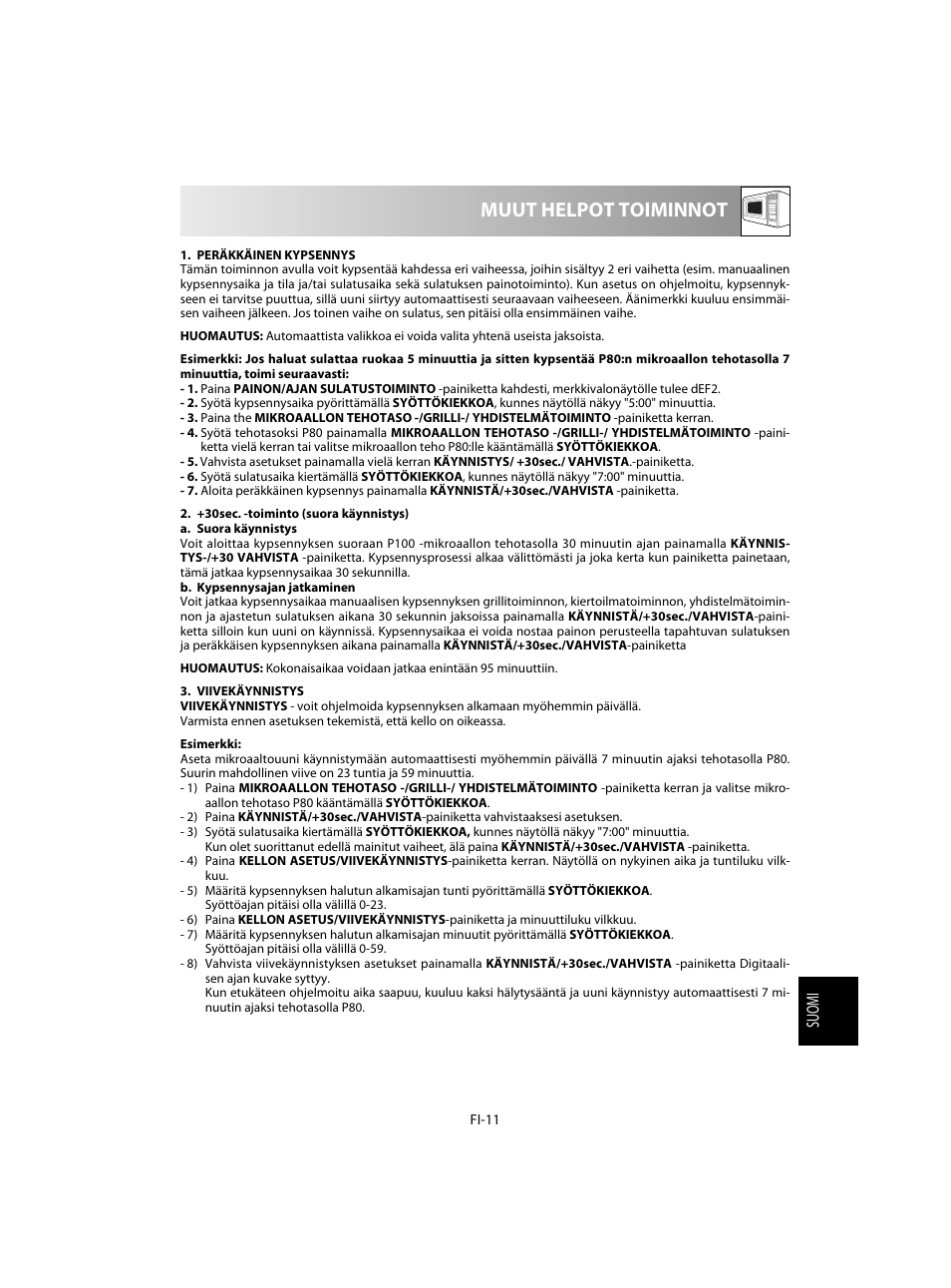Muut helpot toiminnot | Sharp R-60STE User Manual | Page 157 / 180