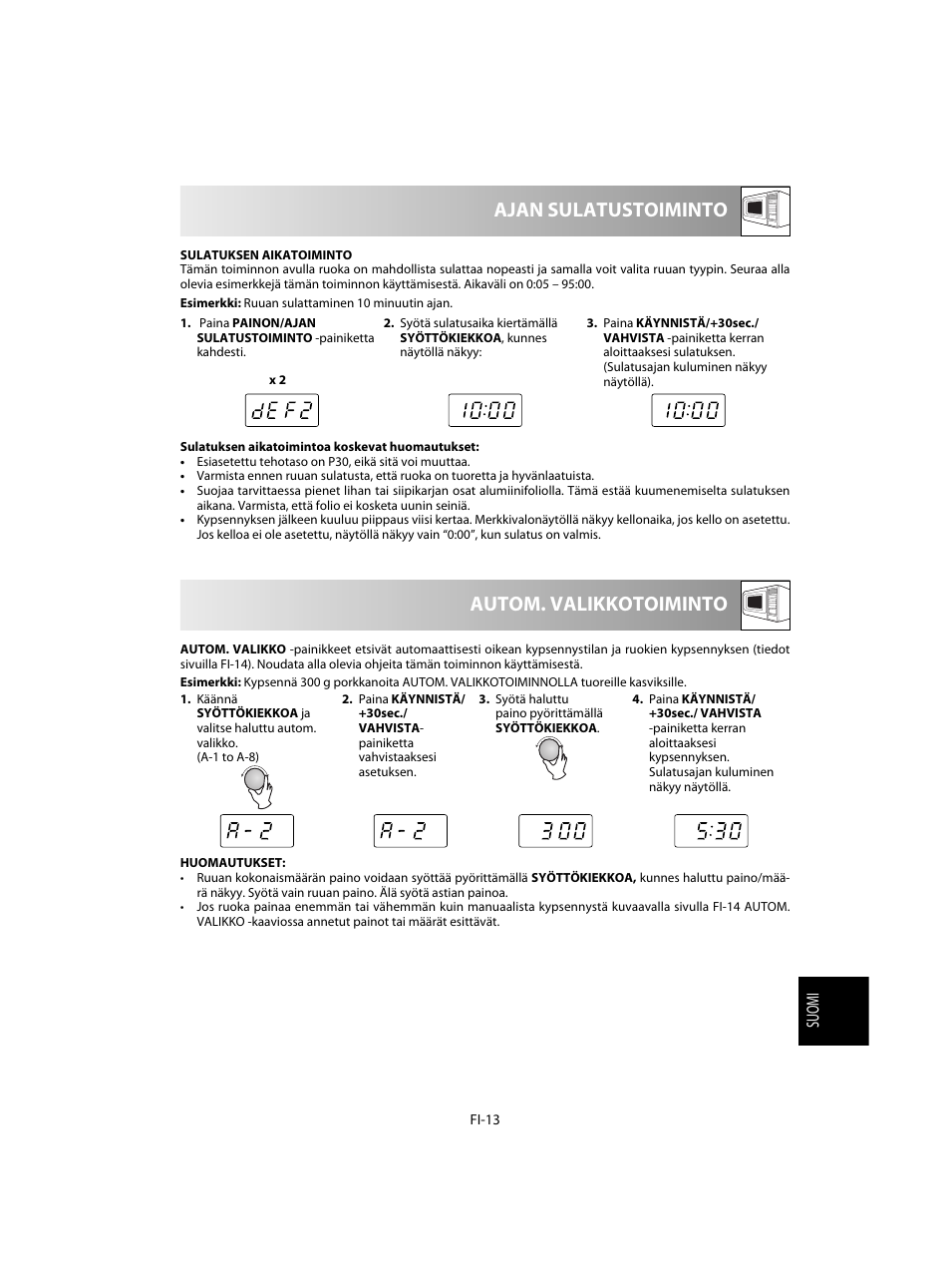 Ajan sulatustoiminto, Autom. valikkotoiminto | Sharp R-60STE User Manual | Page 159 / 180