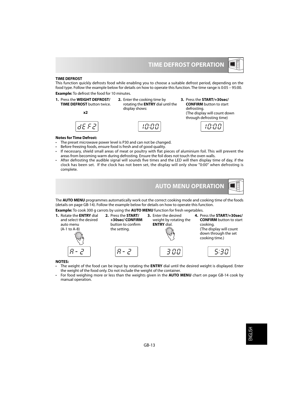 Time defrost operation, Auto menu operation | Sharp R-60STE User Manual | Page 175 / 180