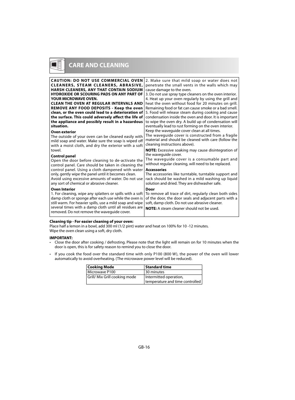 Care and cleaning | Sharp R-60STE User Manual | Page 178 / 180