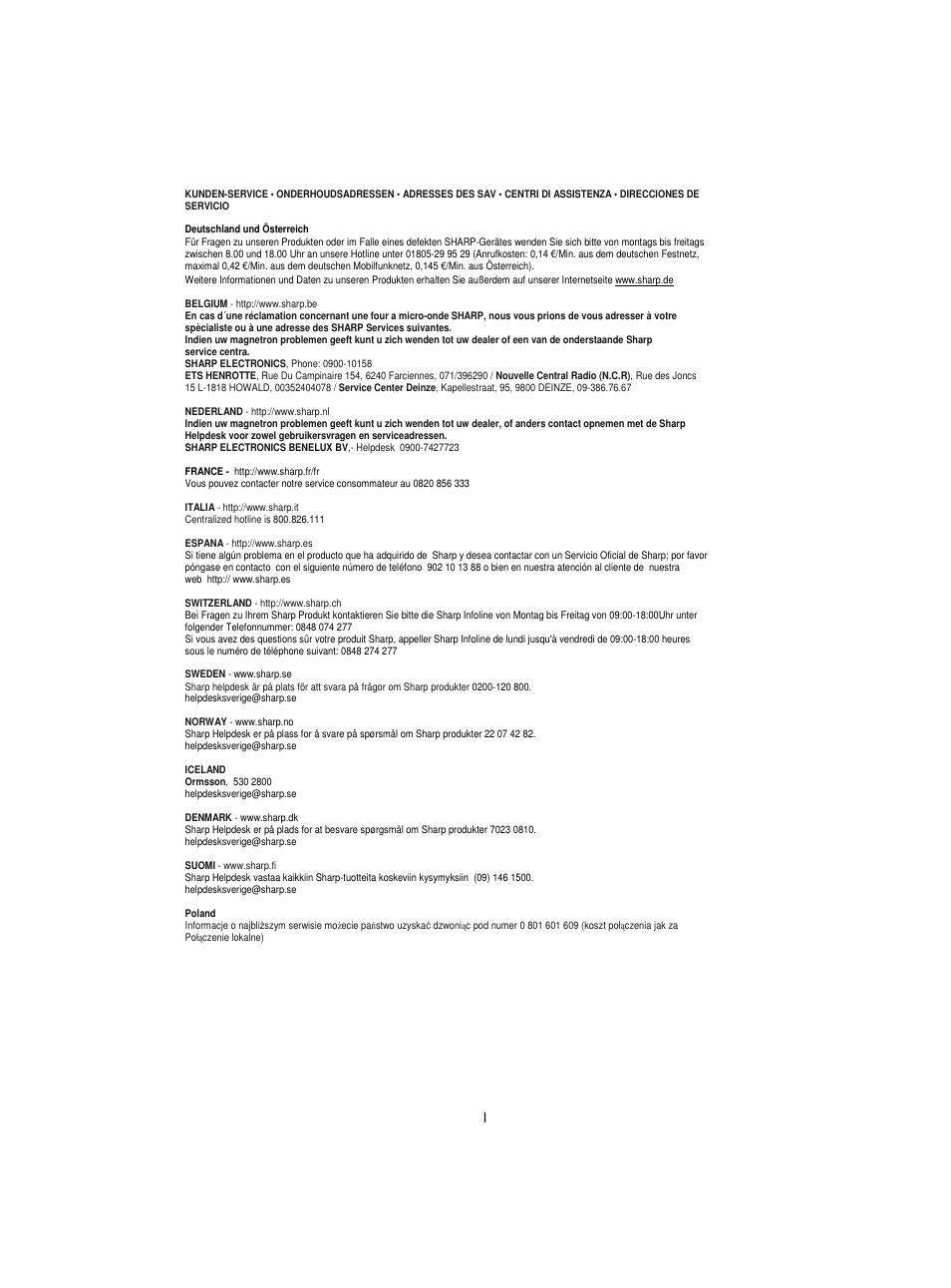 Sharp R-60STE User Manual | Page 179 / 180