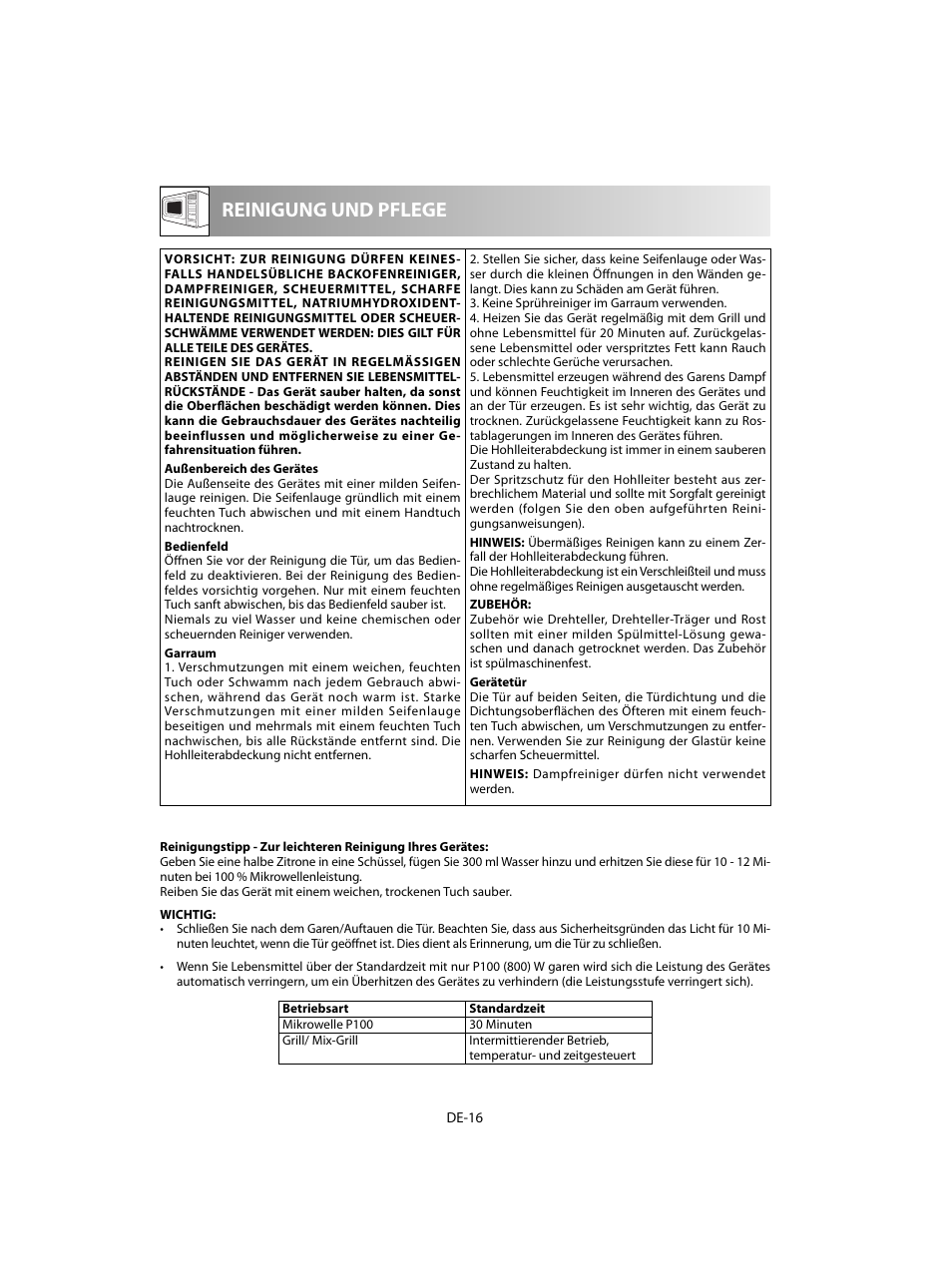 Reinigung und pflege | Sharp R-60STE User Manual | Page 18 / 180