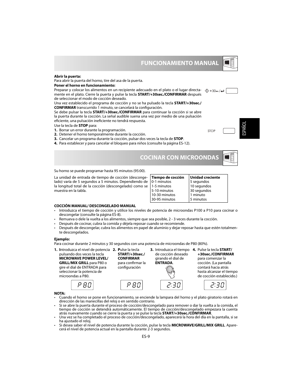 Cocinar con microondas funcionamiento manual | Sharp R-60STE User Manual | Page 27 / 180