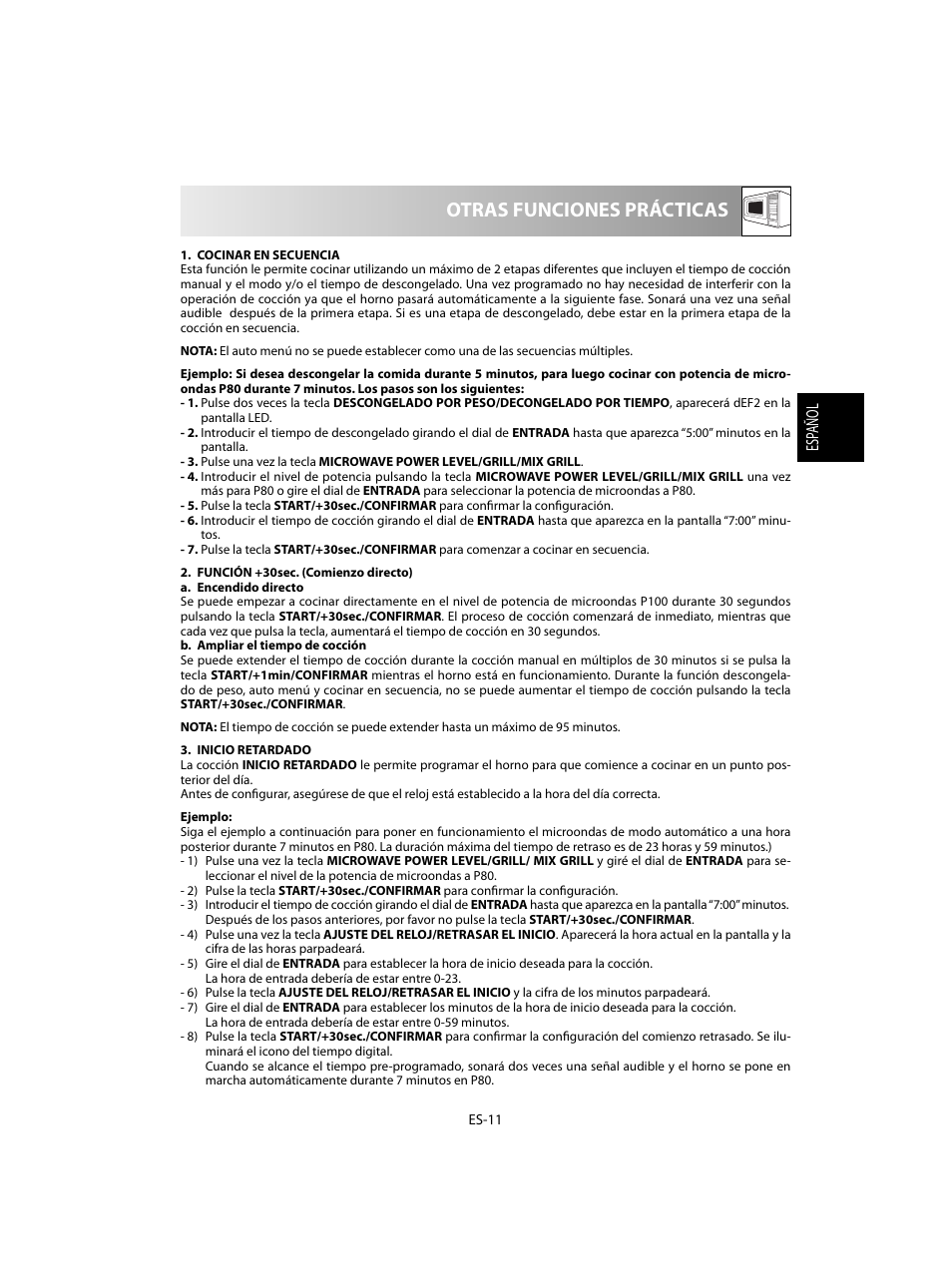 Otras funciones prácticas | Sharp R-60STE User Manual | Page 29 / 180