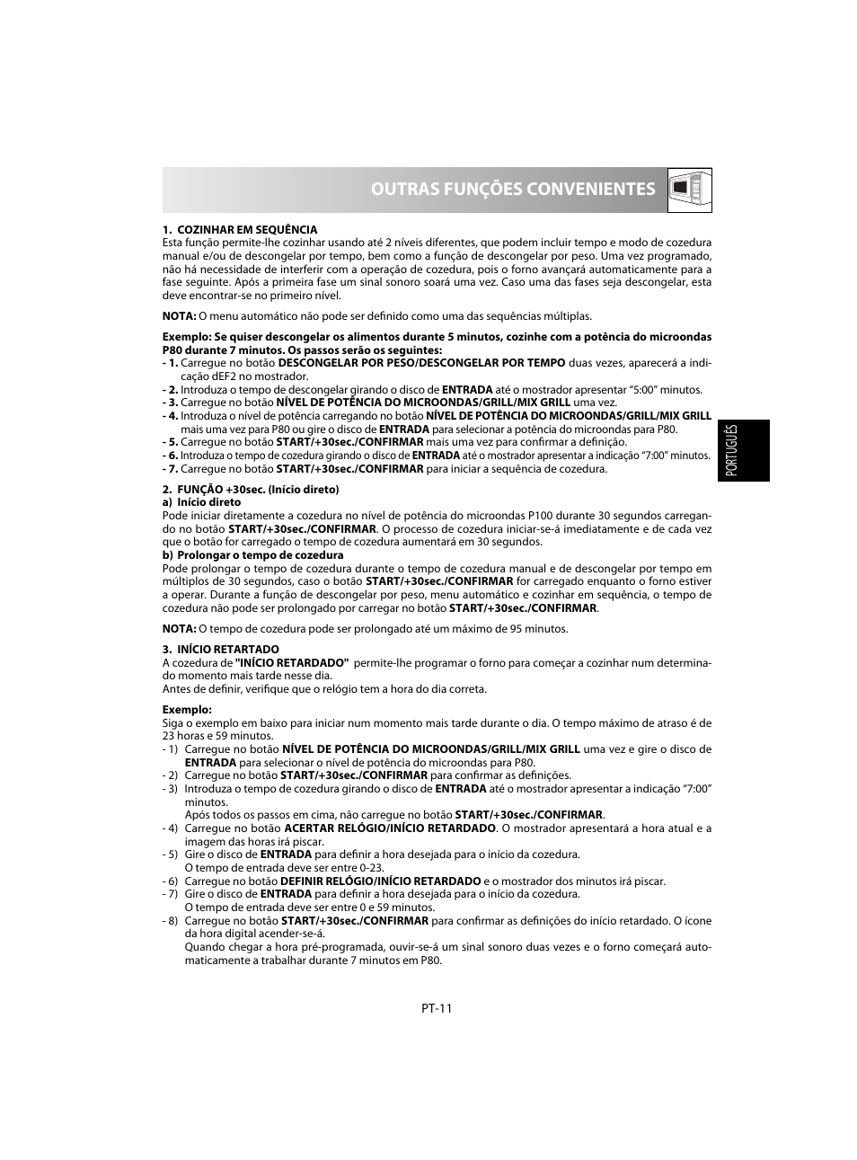 Outras funções convenientes | Sharp R-60STE User Manual | Page 45 / 180