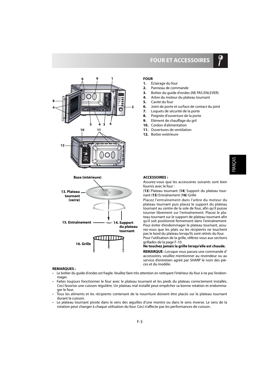 Four et accessoires, Français | Sharp R-60STE User Manual | Page 53 / 180