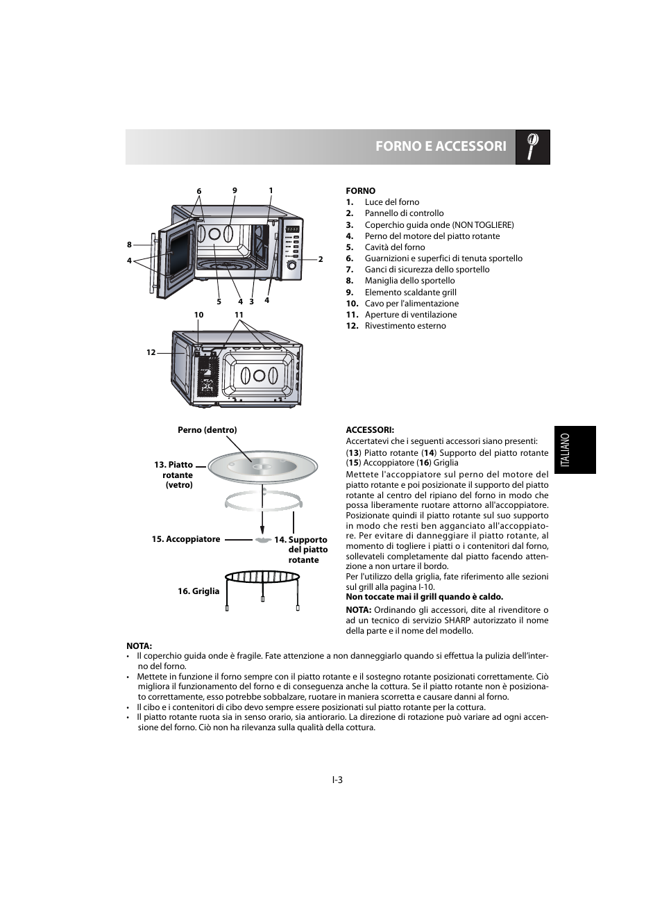 Forno e accessori, It aliano | Sharp R-60STE User Manual | Page 69 / 180