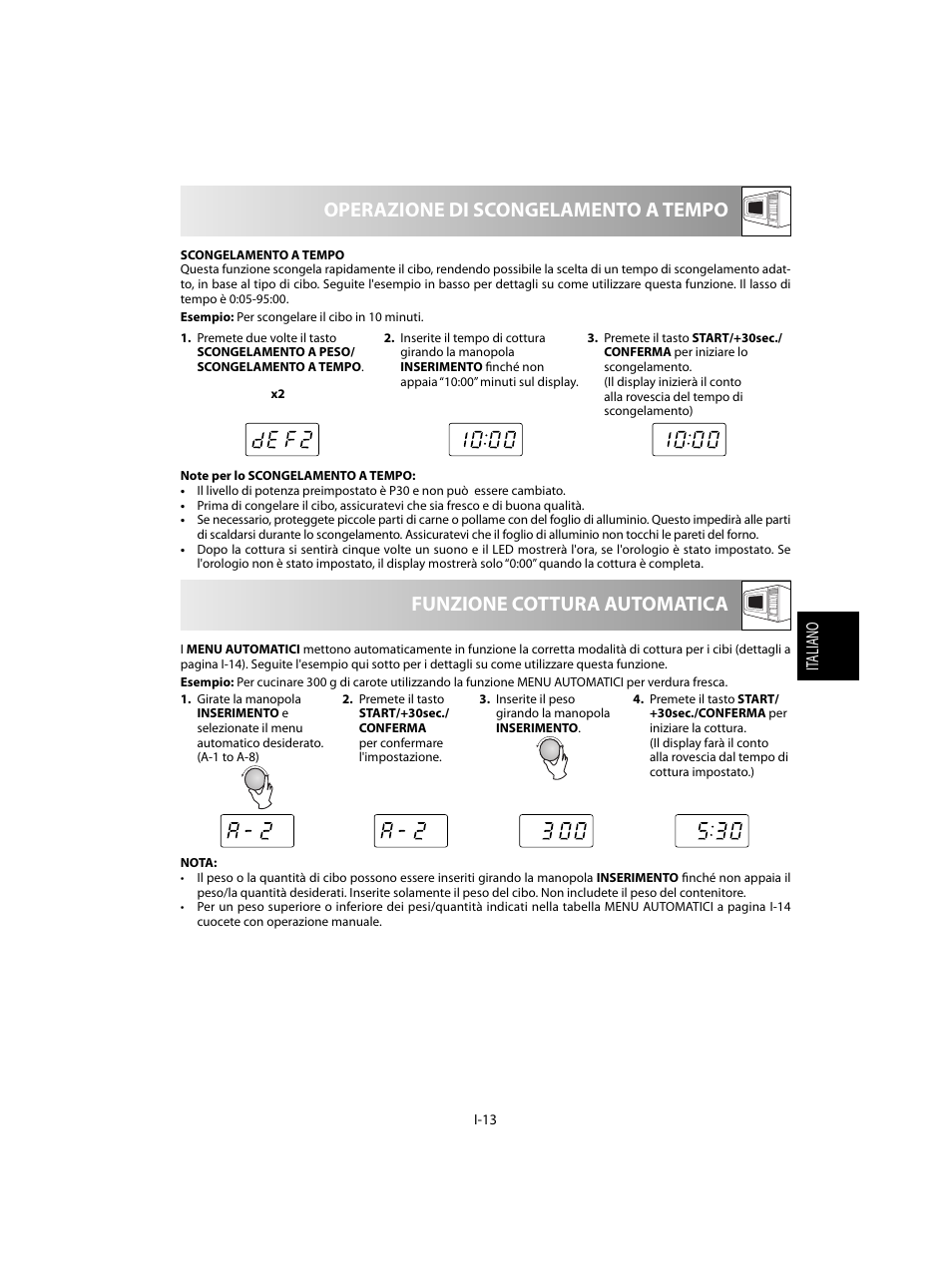 Operazione di scongelamento a tempo, Funzione cottura automatica | Sharp R-60STE User Manual | Page 79 / 180