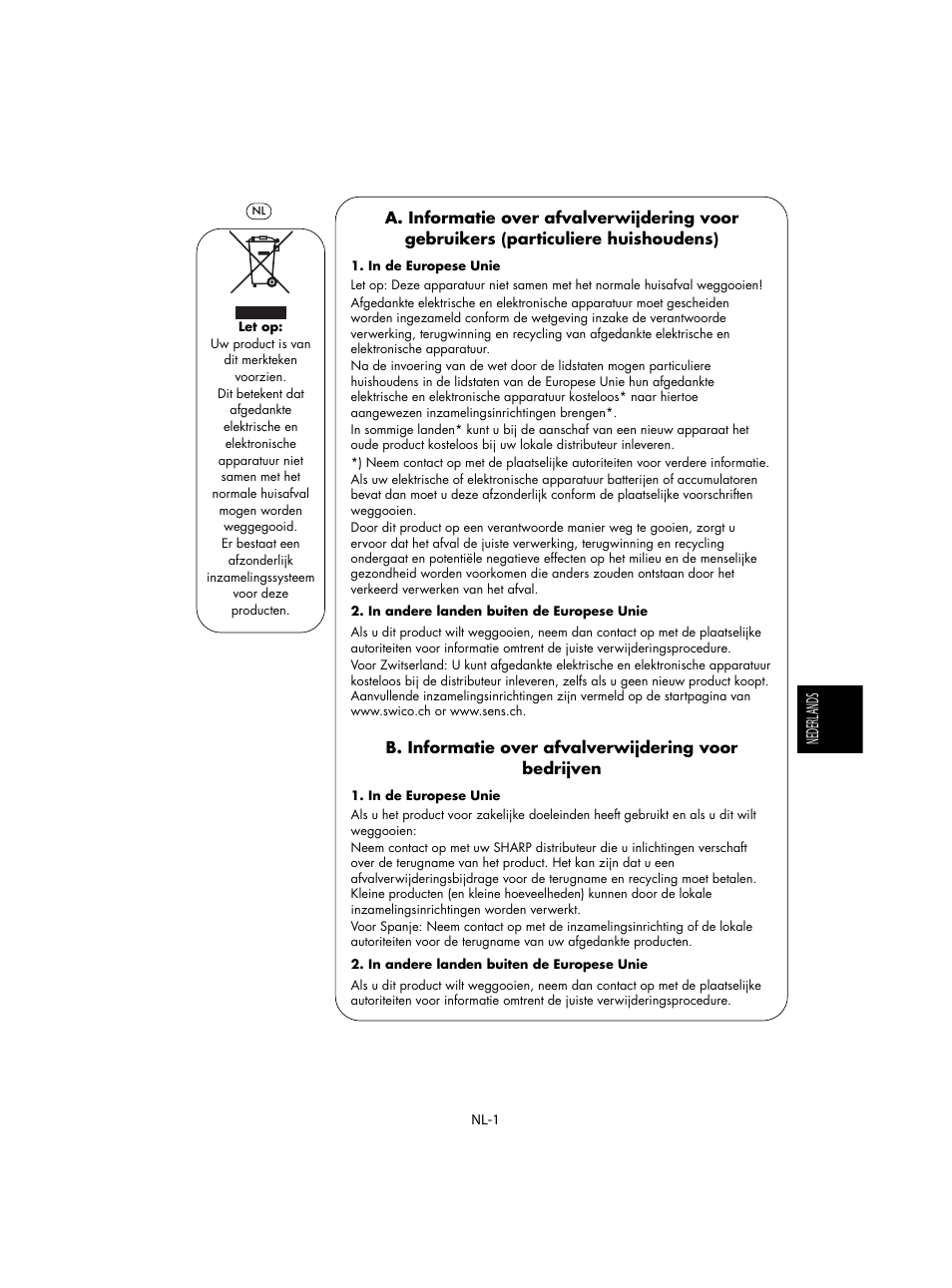 Nederlands | Sharp R-60STE User Manual | Page 83 / 180