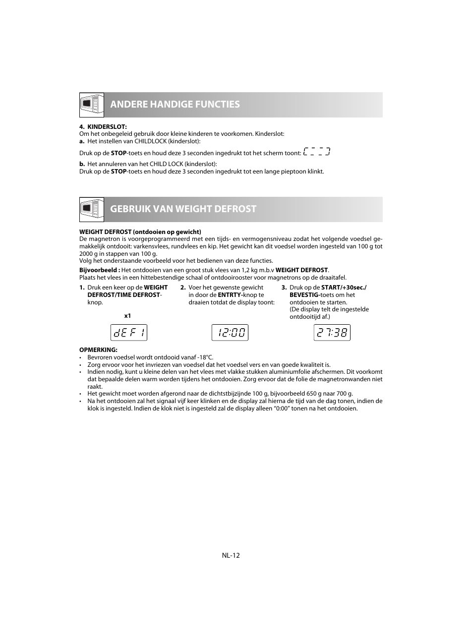 Gebruik van weight defrost andere handige functies | Sharp R-60STE User Manual | Page 94 / 180
