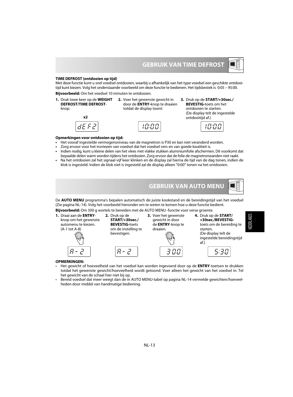 Gebruik van time defrost, Gebruik van auto menu | Sharp R-60STE User Manual | Page 95 / 180