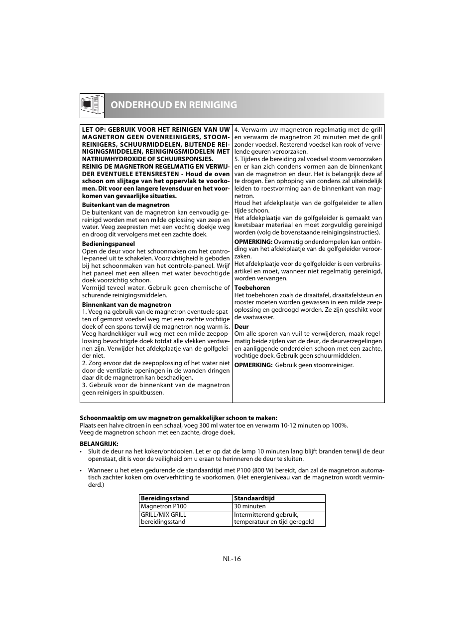 Onderhoud en reiniging | Sharp R-60STE User Manual | Page 98 / 180