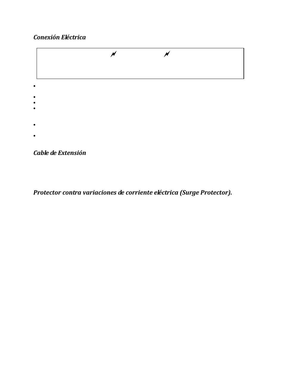 Conexión eléctrica, Cable de extensión, Advertencia | Avanti DW6W User Manual | Page 24 / 36