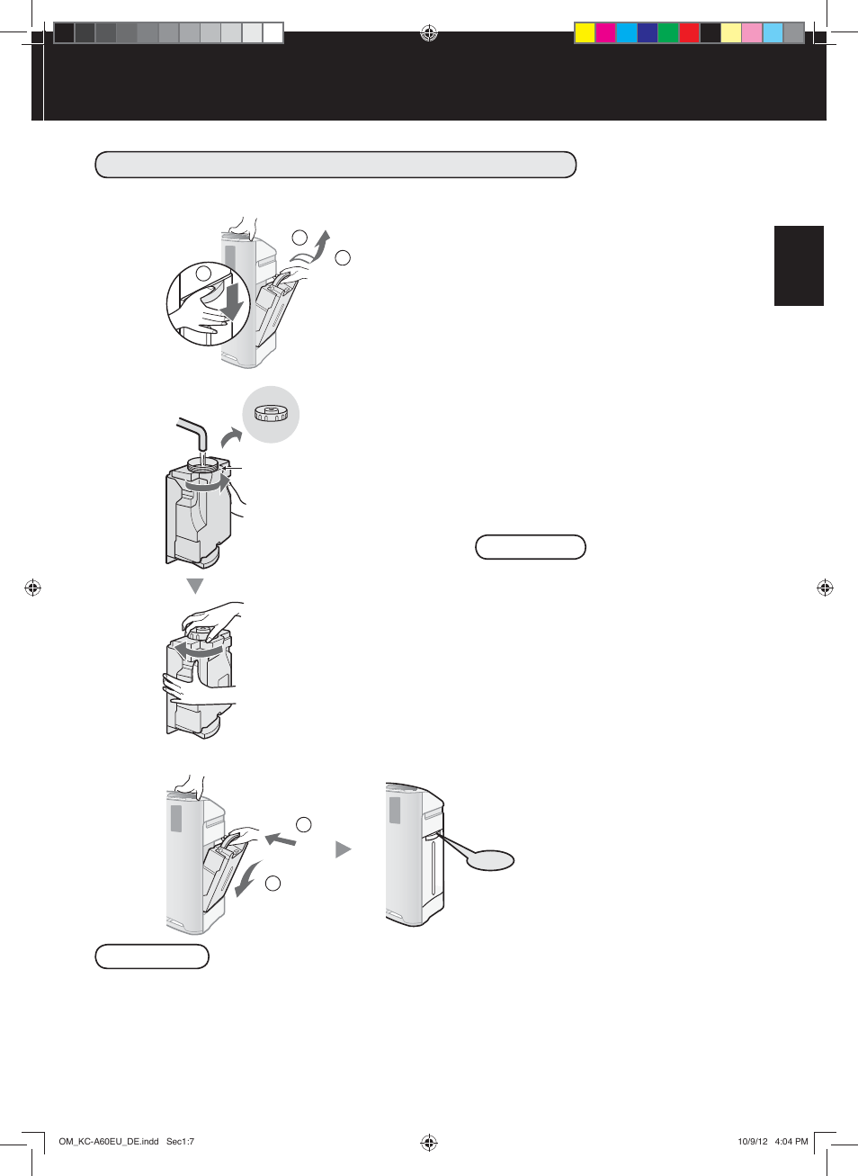 Auffüllung des wasserbehälters | Sharp KC-A60EU W User Manual | Page 31 / 219