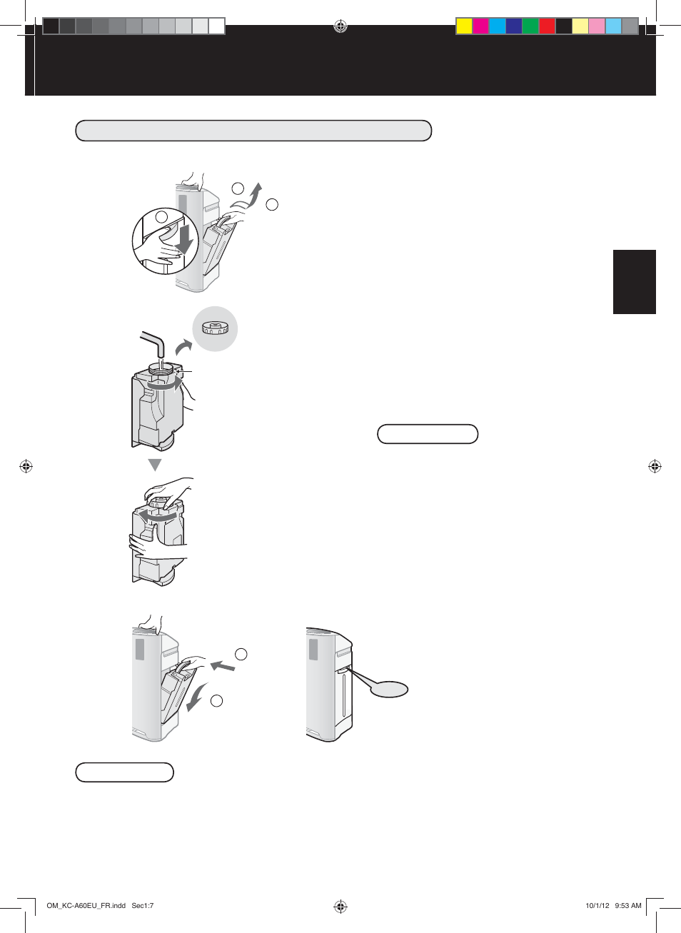 Remplissage du réservoir d’eau | Sharp KC-A60EU W User Manual | Page 53 / 219