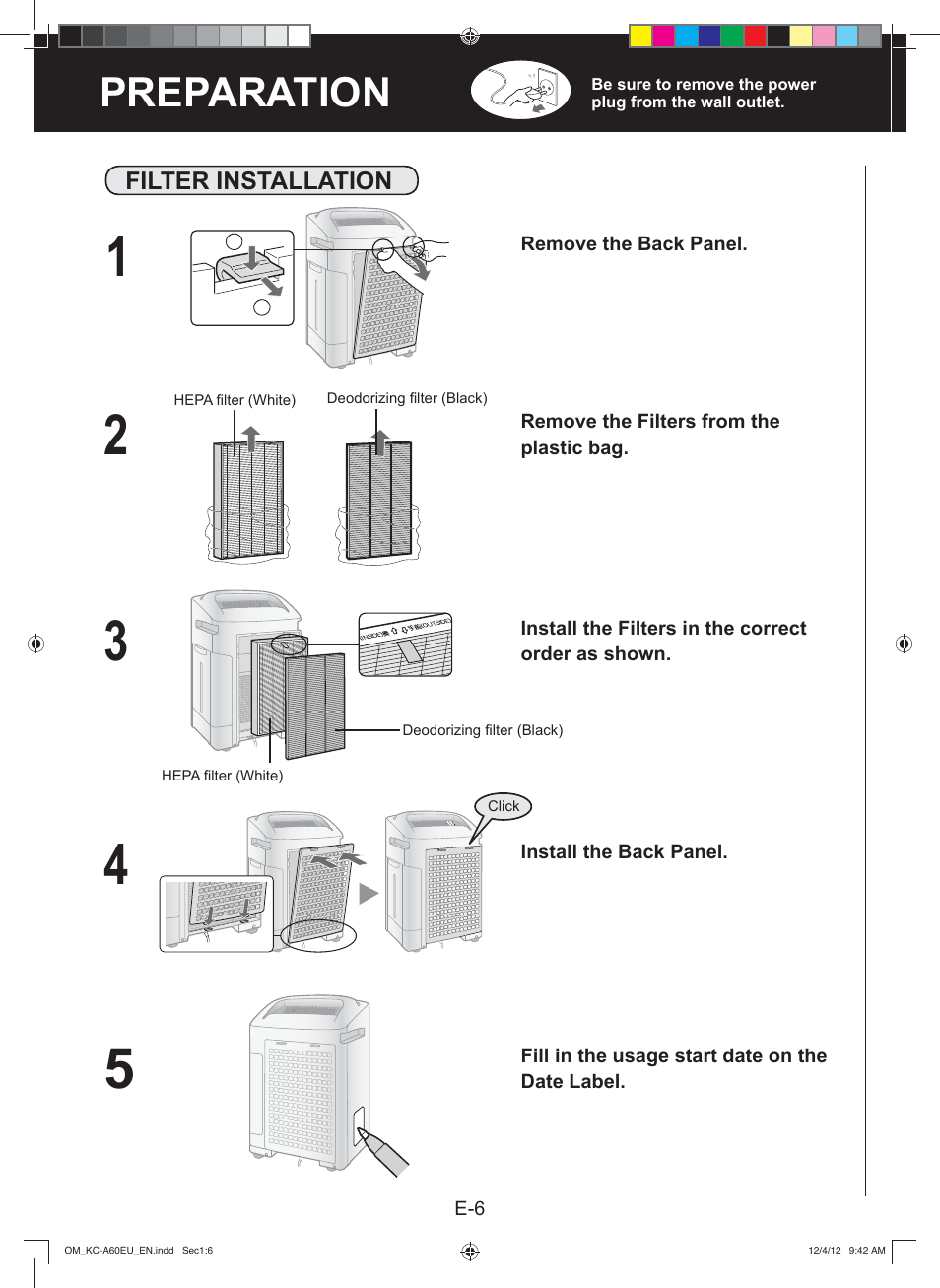 Preparation | Sharp KC-A60EU W User Manual | Page 8 / 219