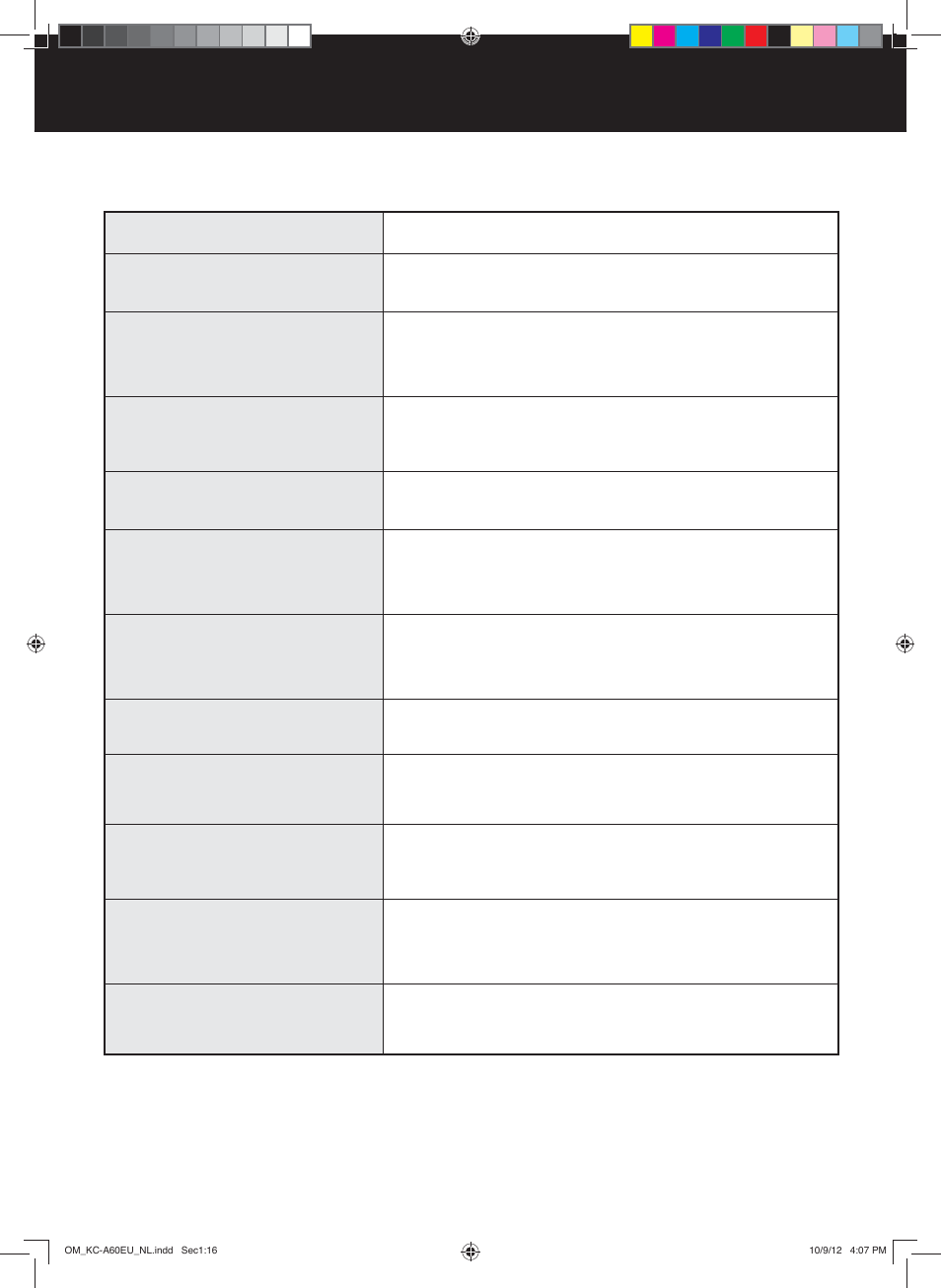 Problemen oplossen, N-16 | Sharp KC-A60EU W User Manual | Page 84 / 219